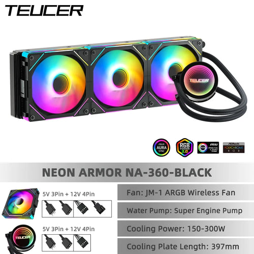 TEUCER CPU Water Cooler With JM-1 Fan All In One CPU Liquid Cooling