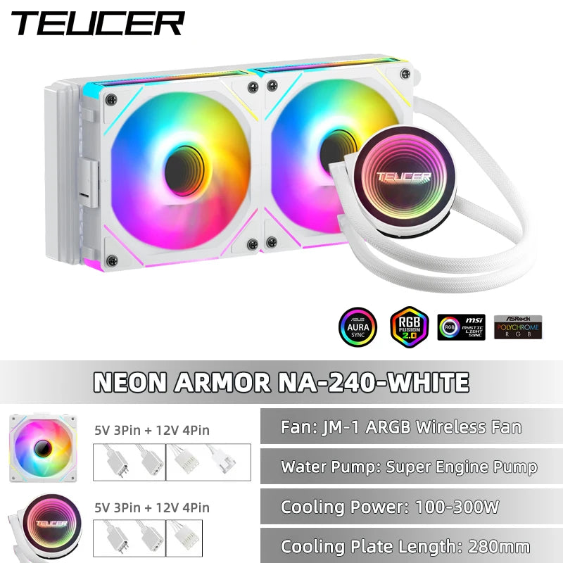 TEUCER CPU Water Cooler With JM-1 Fan All In One CPU Liquid Cooling