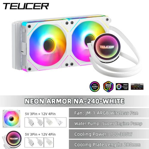 TEUCER CPU Water Cooler With JM-1 Fan All In One CPU Liquid Cooling
