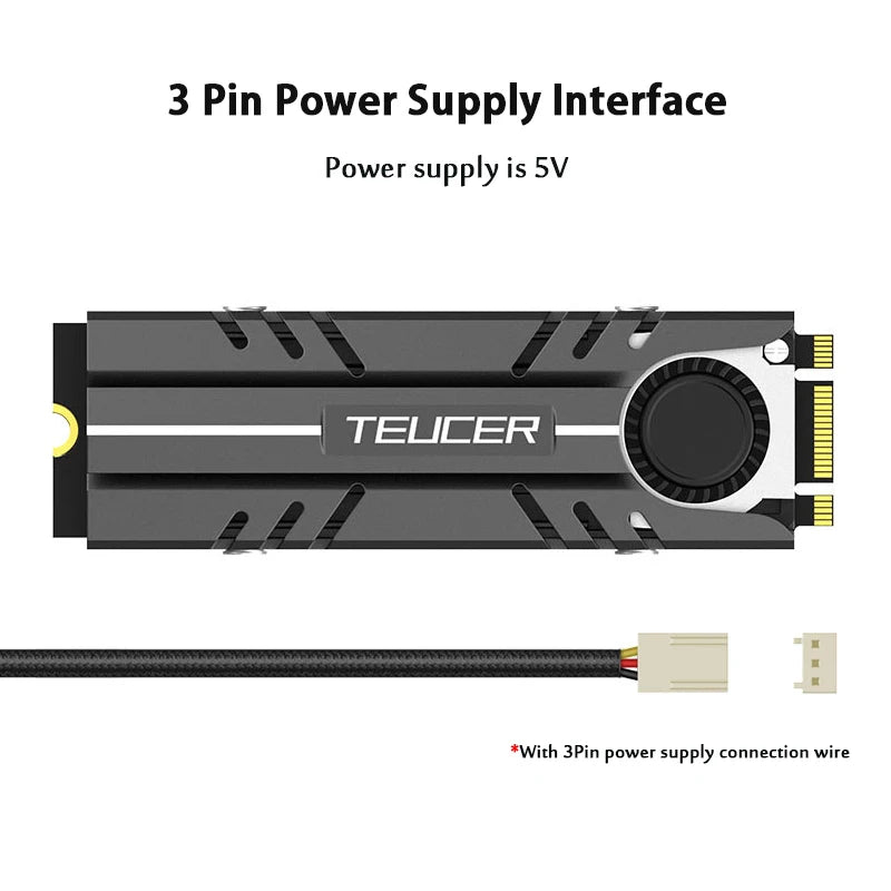 TEUCER M.2 SSD NVMe Heat Sink 2280 Solid State Disk Air Circulation