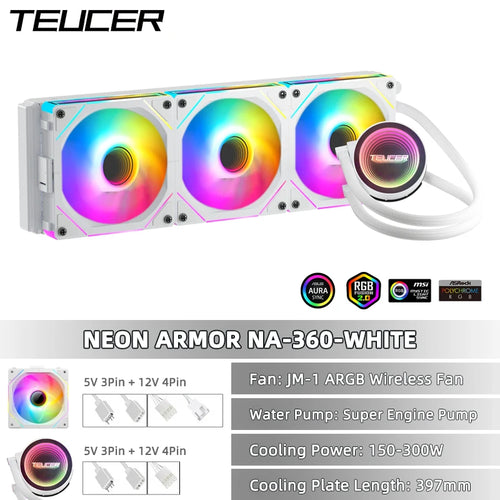 TEUCER CPU Water Cooler With JM-1 Fan All In One CPU Liquid Cooling