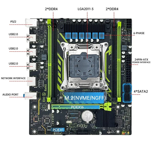 X99-8D4 SOYO Motherboard Set Kit With Intel LGA2011-3 Xeon E5 2650 V4