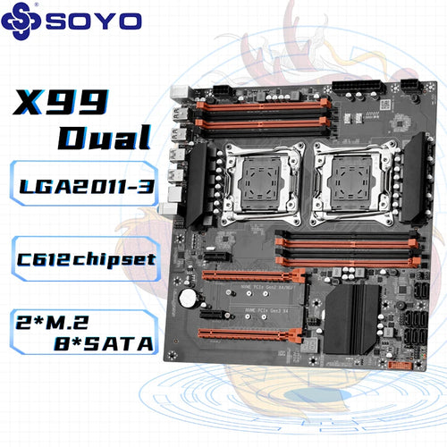 SOYO X99 Dual CPU Gaming Motherboard DDR4 M.2 NVME USB3.0 E-ATX
