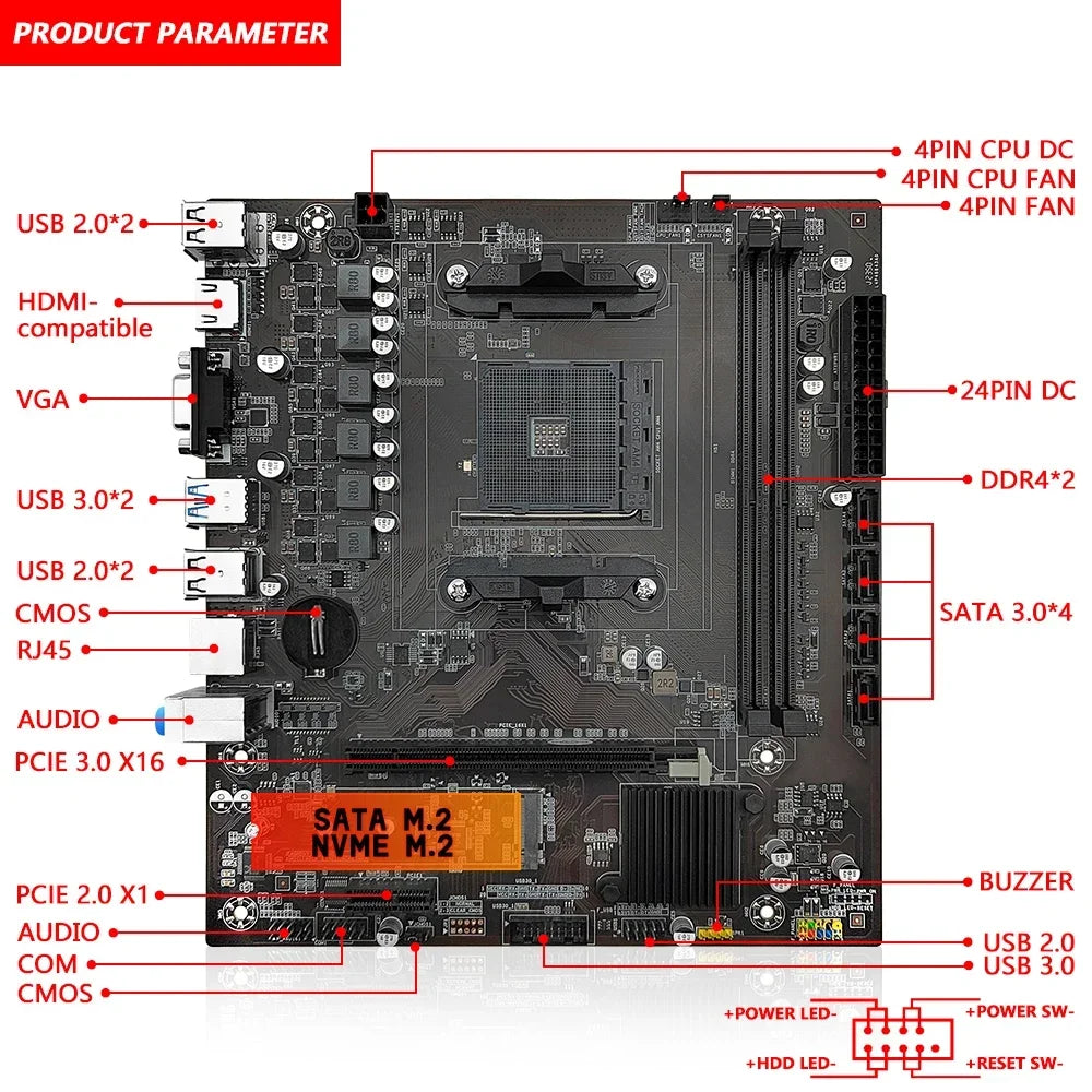 MACHINIST B450 Motherboard AMD Processor DDR4 Memory Dual-channel AM4