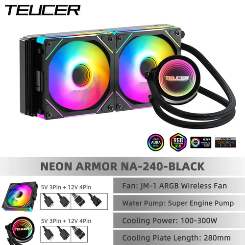TEUCER CPU Water Cooler With JM-1 Fan All In One CPU Liquid Cooling