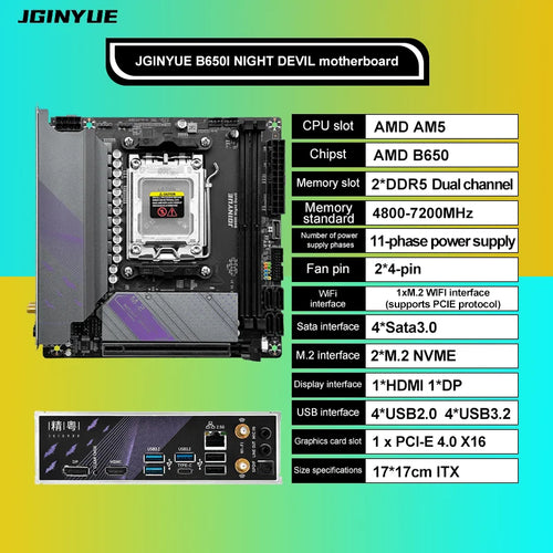 JGINYUE AM5 Motherboard supports AMD Ryzen 7000 series CPU processors
