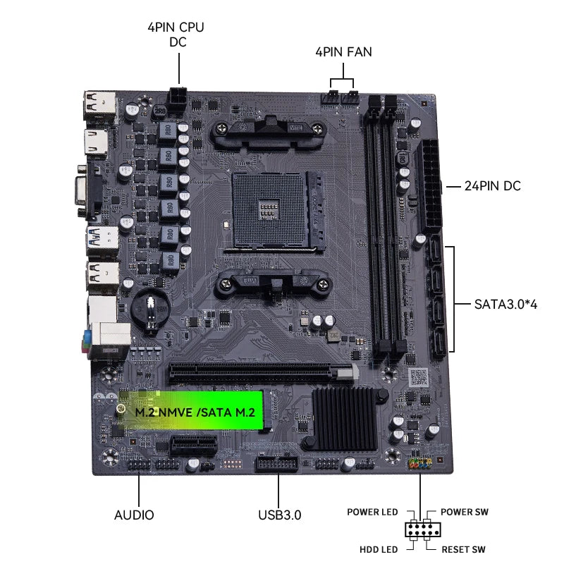 QIYIDA B450 Motherboard support DDR4 desktop RAM AM4 CPU slot NVME