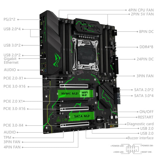 MACHINIST X99 MR9S ATX Motherboard LGA 2011-3 Supports TPM 2.0 Intel