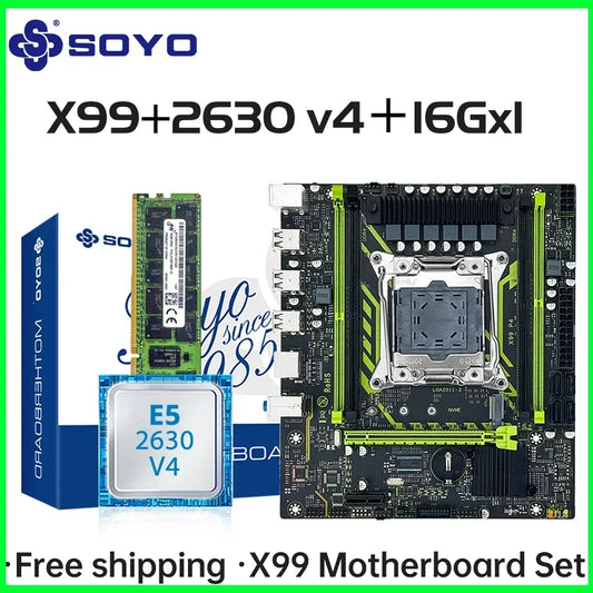 SOYO X99 Motherboard Set With LGA2011-3 Xeon E5 2630 V4 CPU DDR4 16GB
