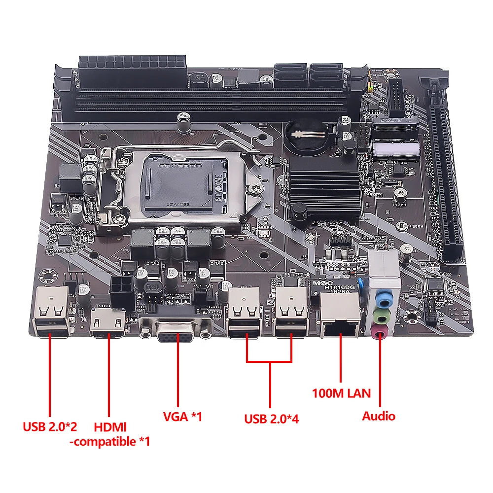 MUCAI H61 Motherboard LGA 1155 Kit Compatible With Intel Core CPUs 2nd