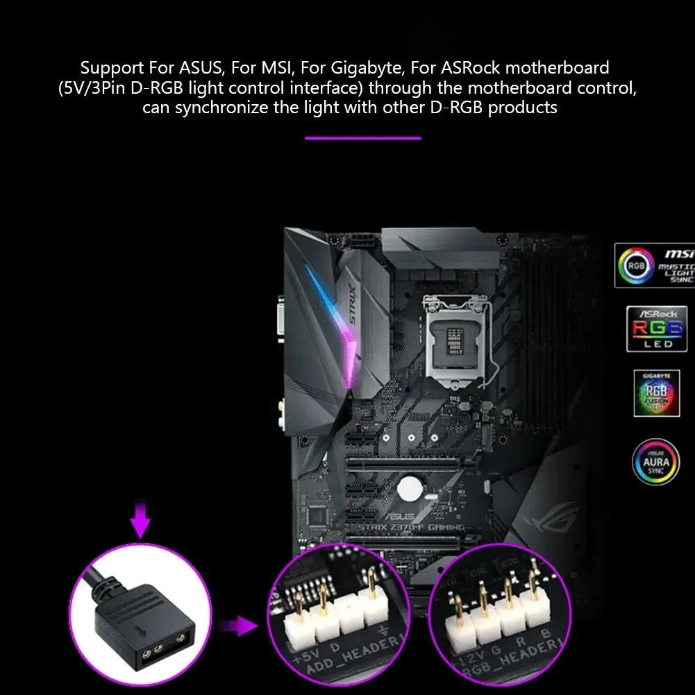 ARGB Connector 1 To 10 Port Splitter Hub 5V 3Pin ARGB Case Fan Hub