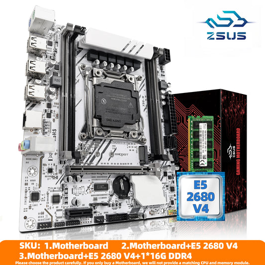 ZSUS X99-W Motherboard Set Kit With LGA2011-3 Xeon E5 2680V4 CPU DDR4