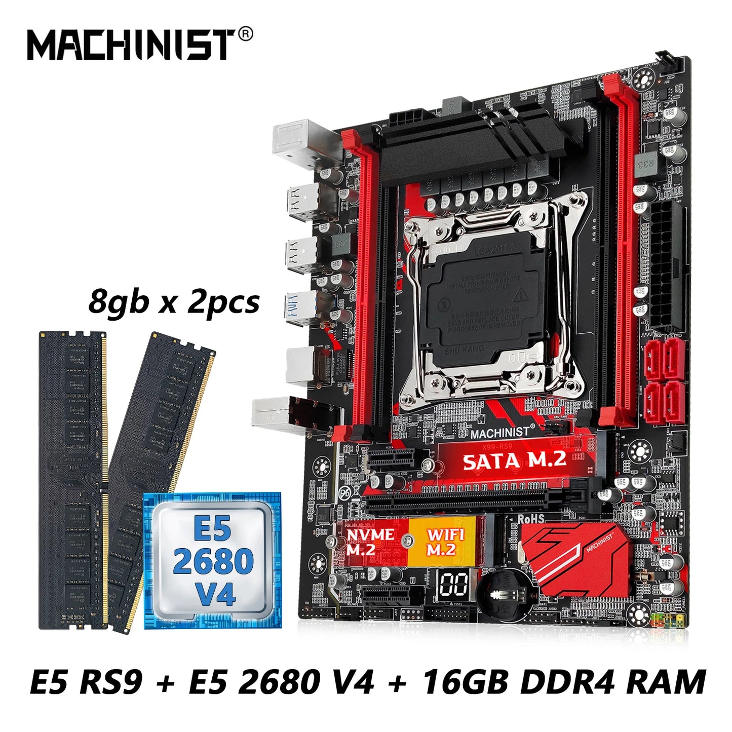 MACHINIST RS9 X99 Motherboard Kit LGA 2011-3 Set Xeon E5 2680 V4 CPU +