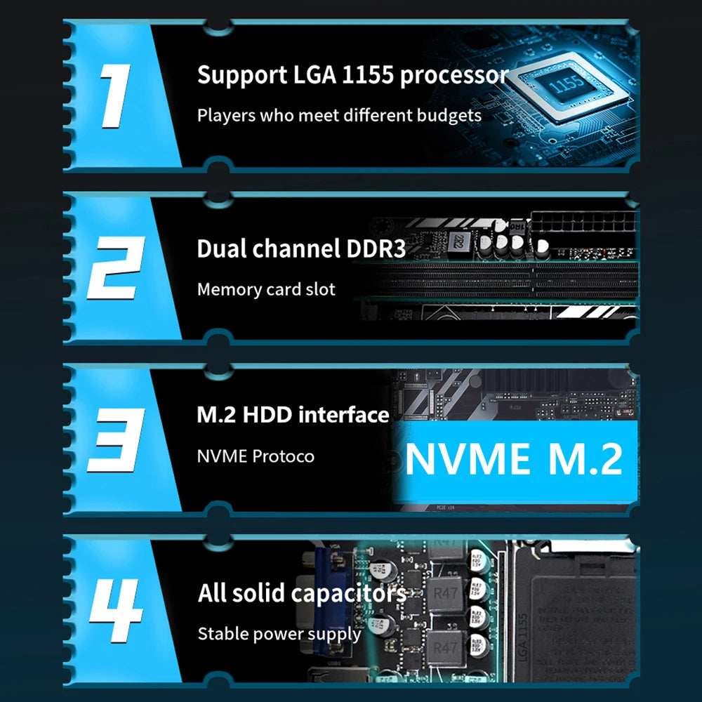 MUCAI H61 Motherboard LGA 1155 Kit Compatible With Intel Core CPUs 2nd