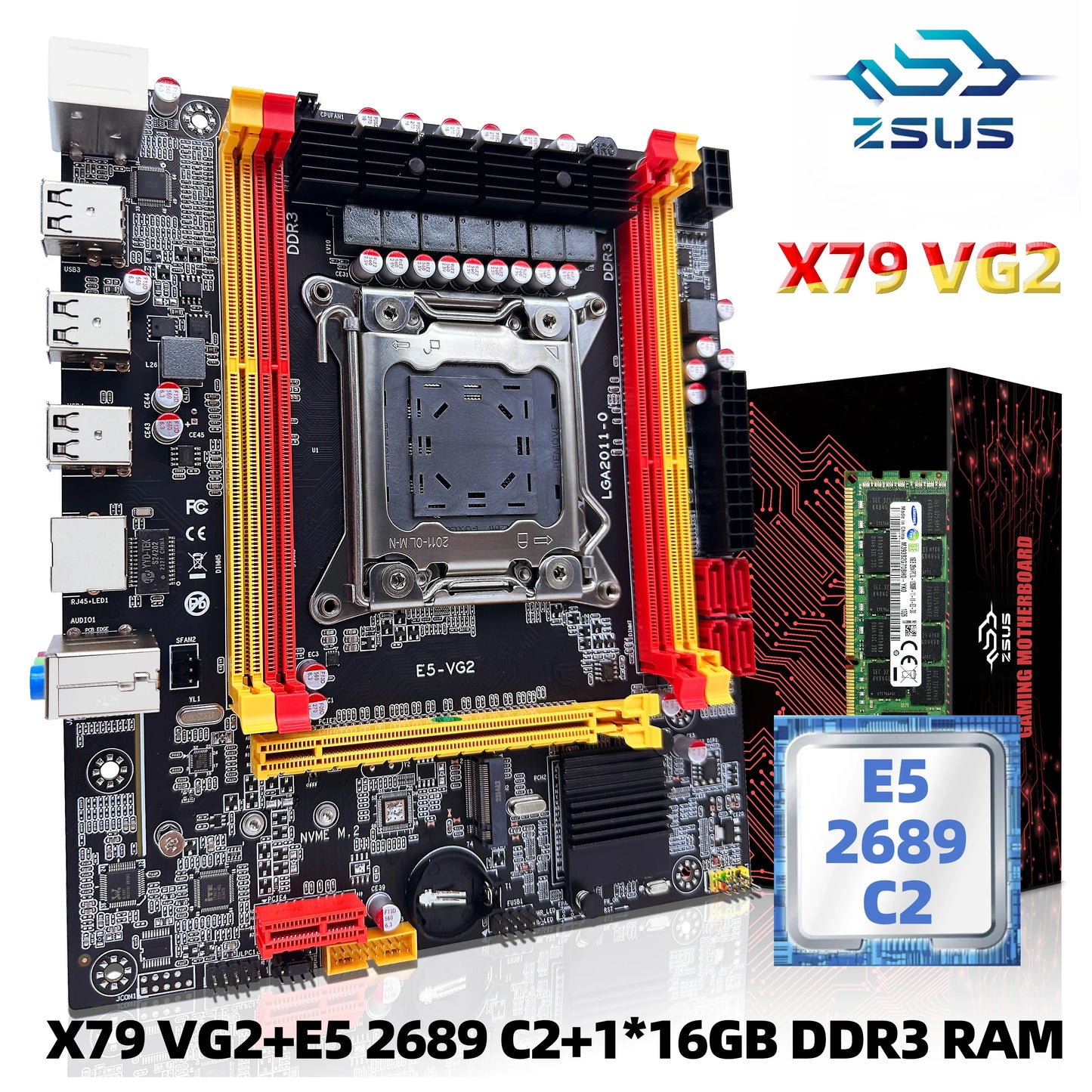 ZSUS X79 VG2 Motherboard Set Kit With Intel LGA2011 Xeon E5 2689 C2
