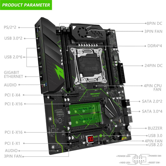 MACHINIST MR9A PRO Motherboard Support LGA 2011-3 Xeon E5 V3 V4 CPU