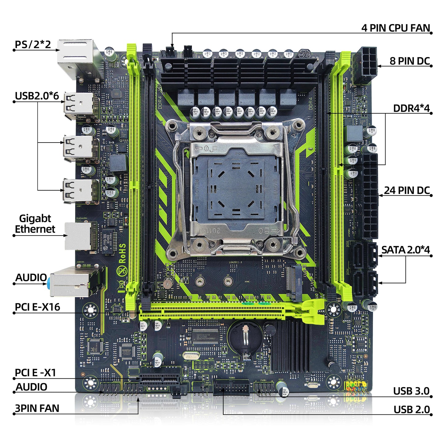 ZSUS X99-8D4 Motherboard Set Kit With LGA2011-3 Xeon E5 2650 V4 CPU