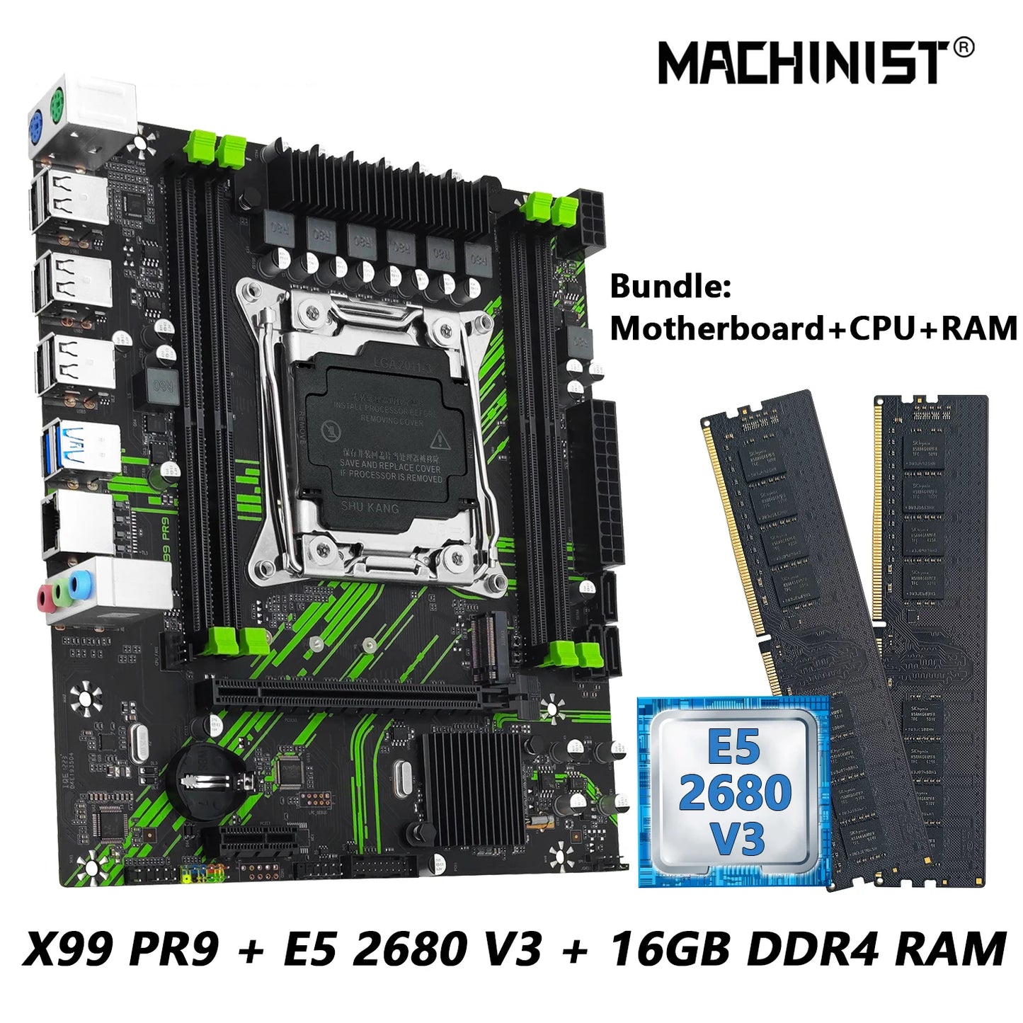 MACHINIST X99 Motherboard kit with Intel Xeon E5 2680 V3 CPU + DDR4