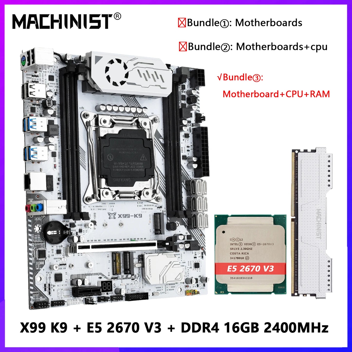 MACHINIST X99 K9 Motherboard Optional LGA 2011-3 Xeon E5 2670 V3