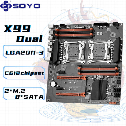 SOYO X99 Dual CPU Gaming Motherboard DDR4 M.2 NVME USB3.0 E-ATX