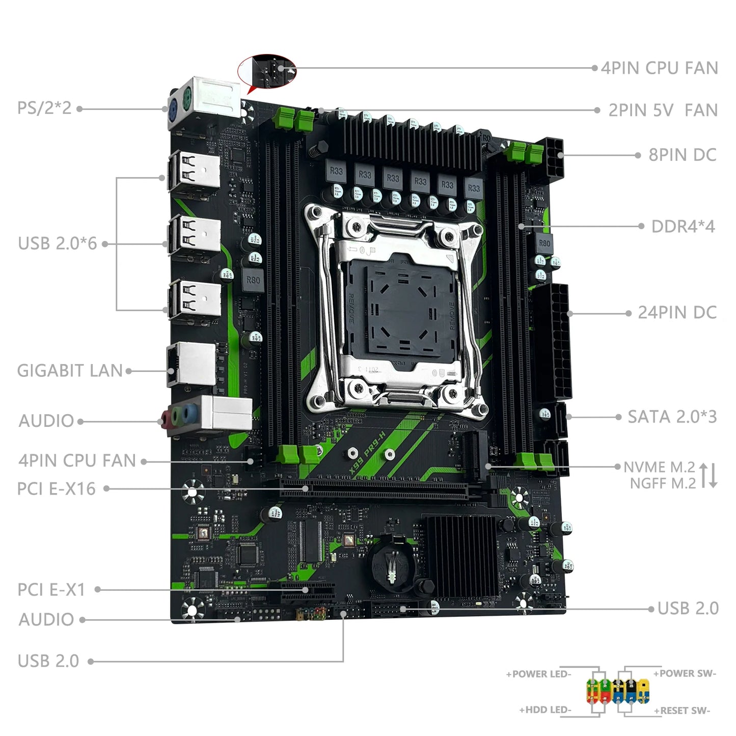 PR9-H MACHINIST X99 Motherboard combo With Intel Xeon E5 2680 V4 LGA