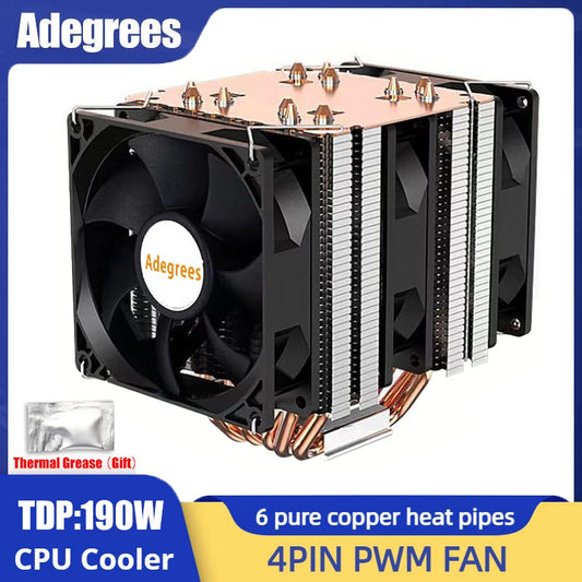 6 Heat Pipe CPU Cooler 4Pin PWM PC Quiet Air Cooler Fan for Intel LGA