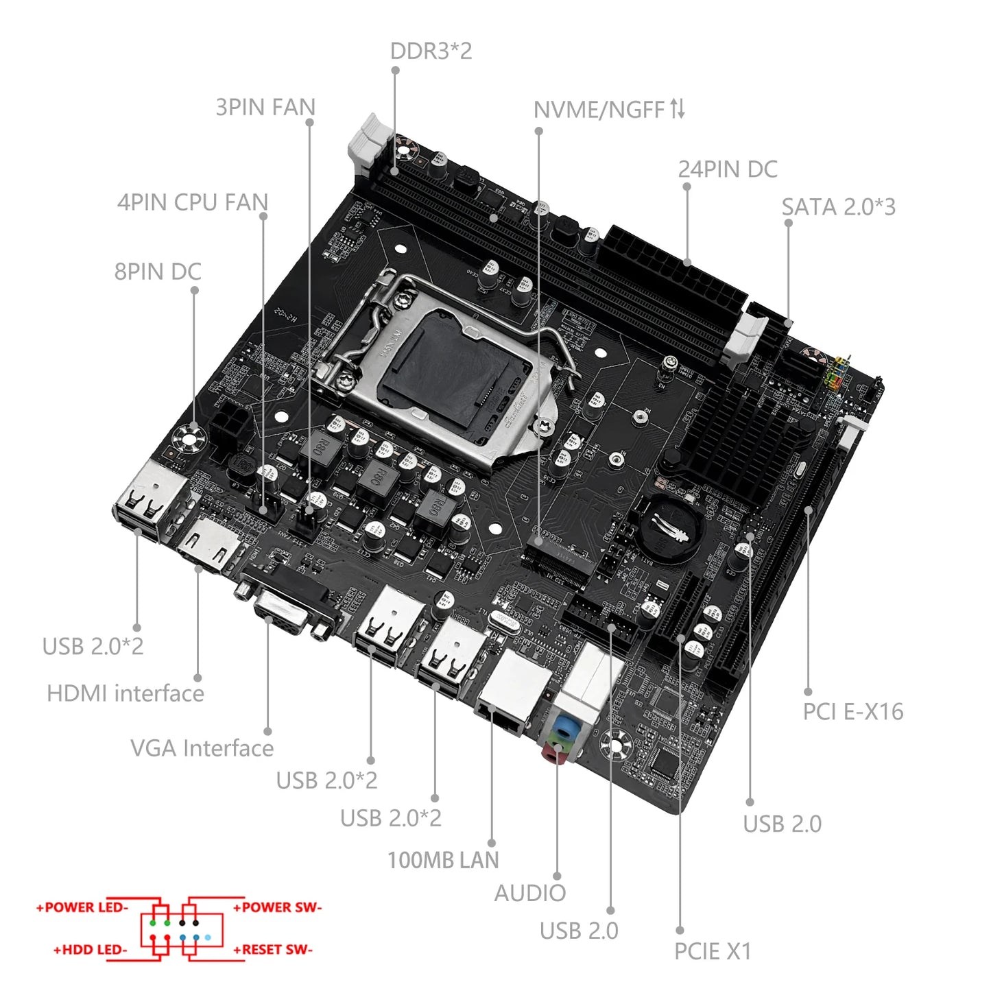 MACHINIST H61 Motherboard LGA 1155 Desktop Motherboards Support DDR3