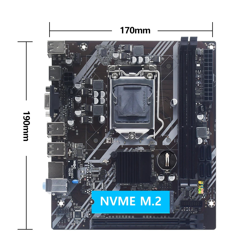 MUCAI H61 Motherboard LGA 1155 Kit Compatible With Intel Core CPUs 2nd