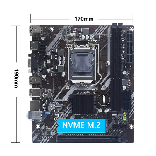 MUCAI H61 Motherboard LGA 1155 Kit Compatible With Intel Core CPUs 2nd